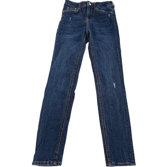 Zara Jeans Womens 2 Blue Skinny Stretch Distressed Denim Premium Collection - Picture 1 of 7